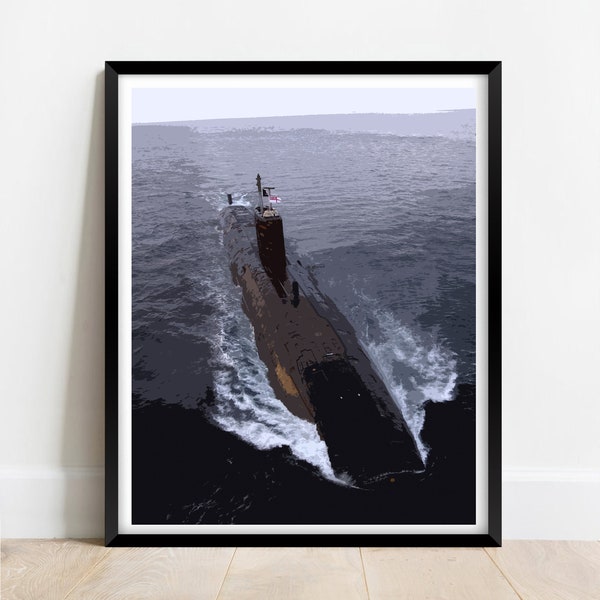Submarino clase HMS Splendid Royal Navy Swiftsure / obra de arte digital / fuerzas armadas / arte de pared / Impresión naval / póster / Regalos militares / RN