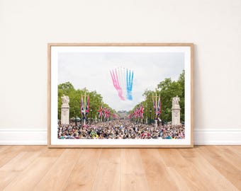 RAF Red Arrows Flypast Over The Mall London Photo Print: Military Aviation Wall Art