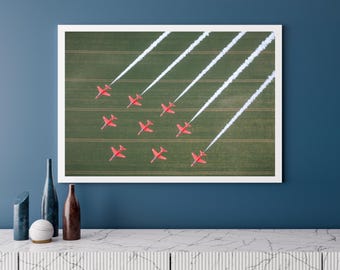 RAF Red Arrows in Formation | Photo Print | Military | Aircraft | Royal Air Force | Wall Art | Decor | Print | Jets | Aviation | Photography