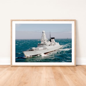 HMS Diamond Type 45 Destroyer at Sea Fotoprint: Muurkunst Royal Navy oorlogsschip