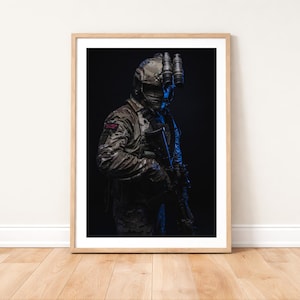 Royal Marines Commando in Uniform Portrait Photo Print: Military Photography Wall Art