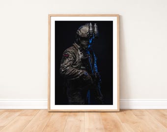 Royal Marines Commando in Uniform Portrait Photo Print: Military Photography Wall Art