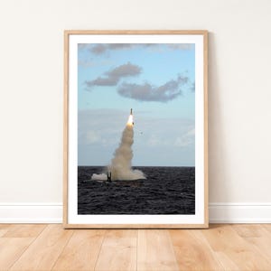 Royal Navy Submarine Fires a Tomahawk Missile Launch Photo Print: Military Wall Art