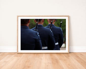 Fototryck från RAF-regementet vid parad: Militärfotografi på väggen