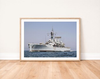 Fregata klasy HMS Danae Leander na morzu. Wydruk fotograficzny: Sztuka ścienna okrętu Royal Navy