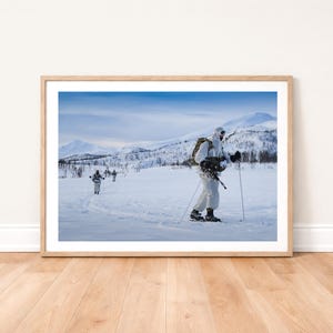 Royal Marines Skiing During Arctic Warfare Training Photo Print: Military Photography Wall Art