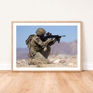 Royal Marines Commando Live Firing Photo Print: Military Photography Wall Art
