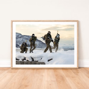 Royal Marines Commandos Winter Beach Raid Photo Print: Military Photography Wall Art