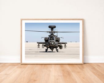 British Army Apache Helicopter Photo Print: Military Aviation Photography Wall Art