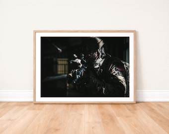 Royal Marines Commando Closeup portrait Photo Print: Military Photography Wall Art