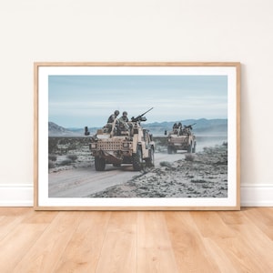 Royal Marines Commandos Patrolling on Jackal Vehicles Photo Print: Military Photography Wall Art