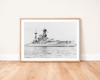 HMS Barham, pancernik klasy Queen Elizabeth, wydruk fotograficzny: sztuka ścienna okrętu Royal Navy