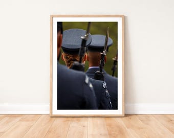 Fototryck från RAF-regementet vid parad: Militärfotografi på väggen