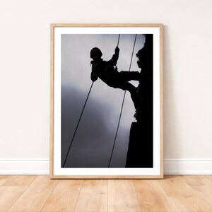 Royal Marine Commando Abseiling Silhouette Photo Print: Military Photography Wall Art
