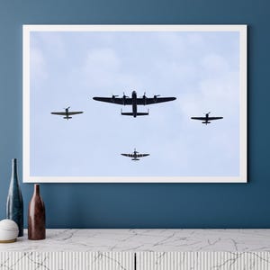 RAF Lancaster Spitfire hurricane Flyover | Photo Print | Military | Aircraft | Royal Air Force | Wall Art | Decor | Aviation | UK