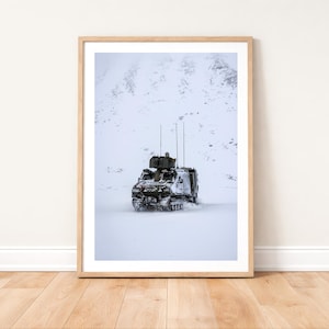 Royal Marines Viking Vehicle on the Snow Photo Print: Military Photography Wall Art