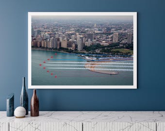 RAF Red Arrows over Chicago USA | Photo Print | Military | Aircraft | Royal Air Force | Wall Art | Decor | Aviation | Photography | Jets