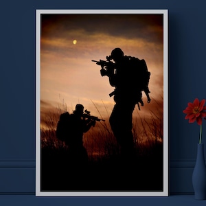 Royal Marine Commandos Silhouette Photo Print: Military Wall Art