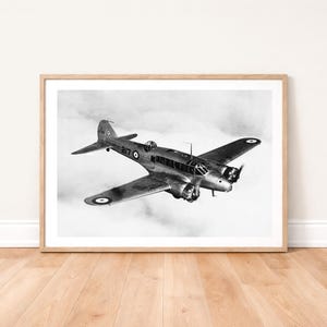 RAF Avro Anson Mark 1 Plane in Flight Photo Print: Military Aviation Wall Art