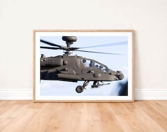 Apache-helikoptercockpit fotoafdruk: Britse leger luchtvaart fotografie muurkunst