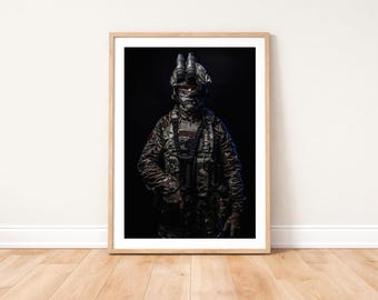 Royal Marines Commando Portrait Photo Print: Military Photography Wall Art