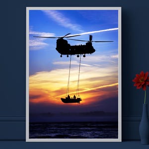 Chinook Helicopter Royal Marines Print: Dorset Military Wall Art