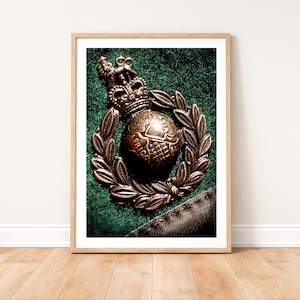 Royal Marine Commando Green Beret Badge Closeup Photo Print: Military Photography Wall Art
