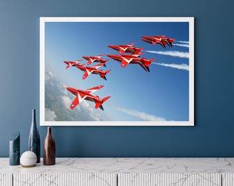 RAF Red Arrows inverted Formation | Photo Print | Military | Aircraft | Royal Air Force | Wall Art | Decor | Print | Aviation | Display