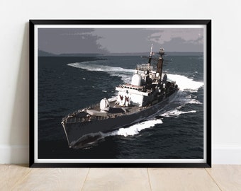 HMS York Royal Navy type 42 destroyer | Military digital artwork print | wall art | poster | warship | wall hangings | Home décor | RN