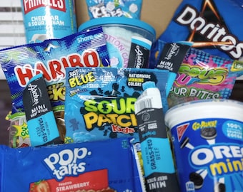 Blue/Pink Themed Snack Gift Box, Care Package (15+ Items)