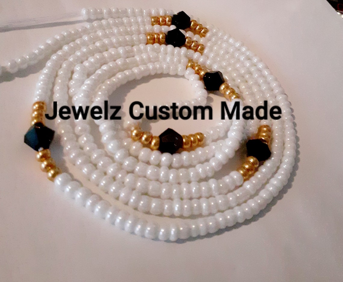 White Waist Beads Traditional Beads Tieon Waist Beads Etsy