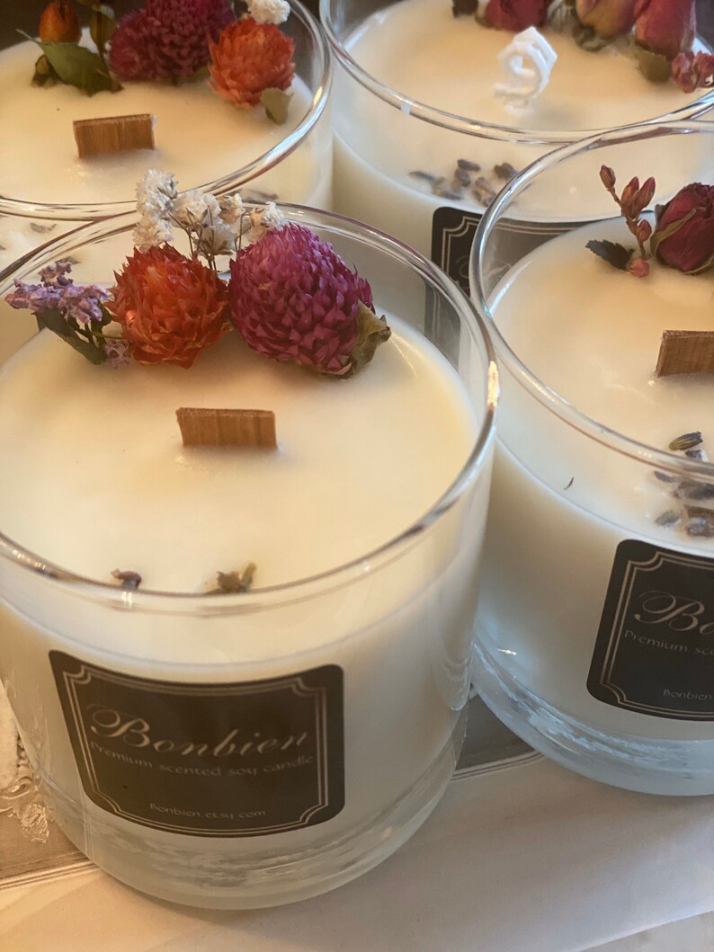 Soy candles // Dried flower candlerose image 7