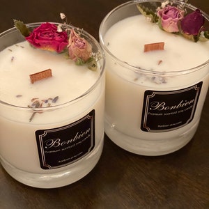 Soy candles // Dried flower candlerose image 6