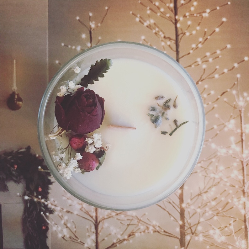 Soy candles // Dried flower candlerose image 1