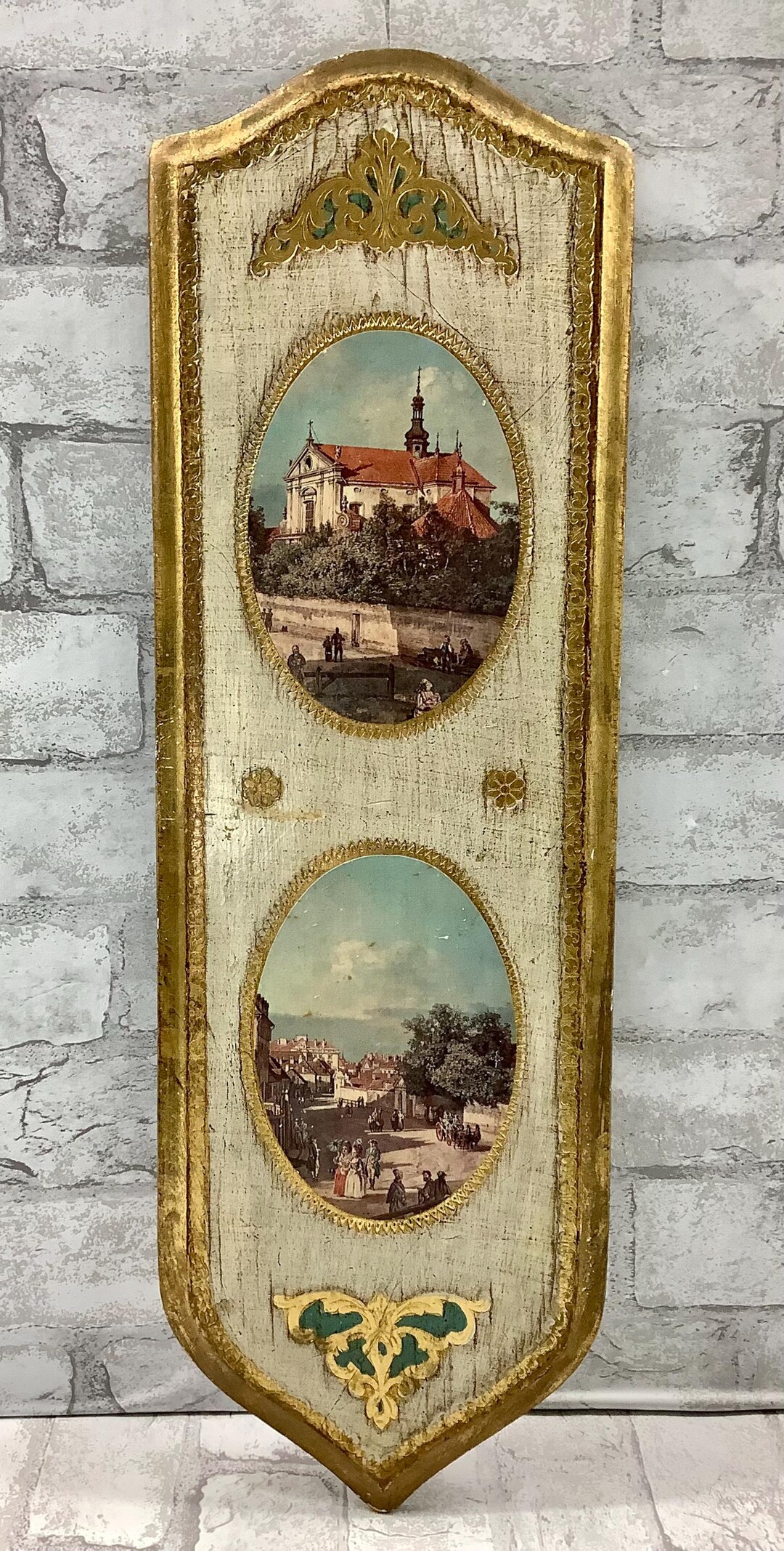 Vintage Italian Florentine Gilded Wood Wall Plaque Town Scenes - Etsy
