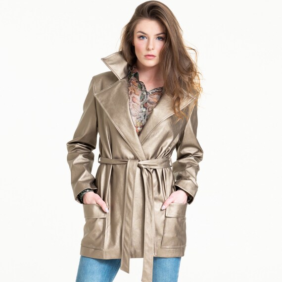 leather wrap coat