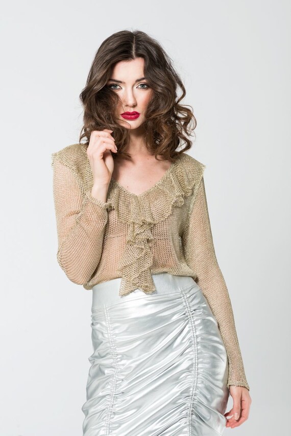 sheer gold blouse