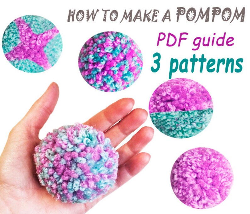 Pom pom. Making a pompom. Easy way. PDF guide Etsy