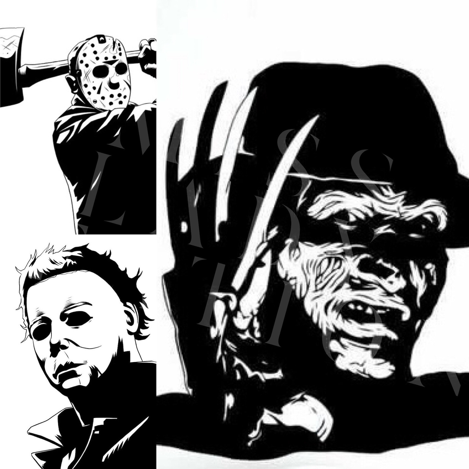 Horror Movie Characters Silk Screen Stencil Mesh Stencil Etsy