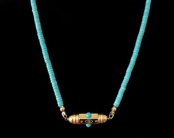 Collier ethnique en turquoise,, Collier en pierre naturelle, bracelet ethnique, lithothérapie, bijou pierre naturelle, bijou boho