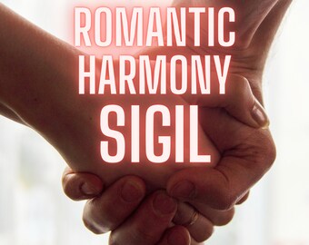 Romantic Harmony sigil, Soulmates Connection spell, love sigil, printable witchcraft grimoire page, book of shadows printable.
