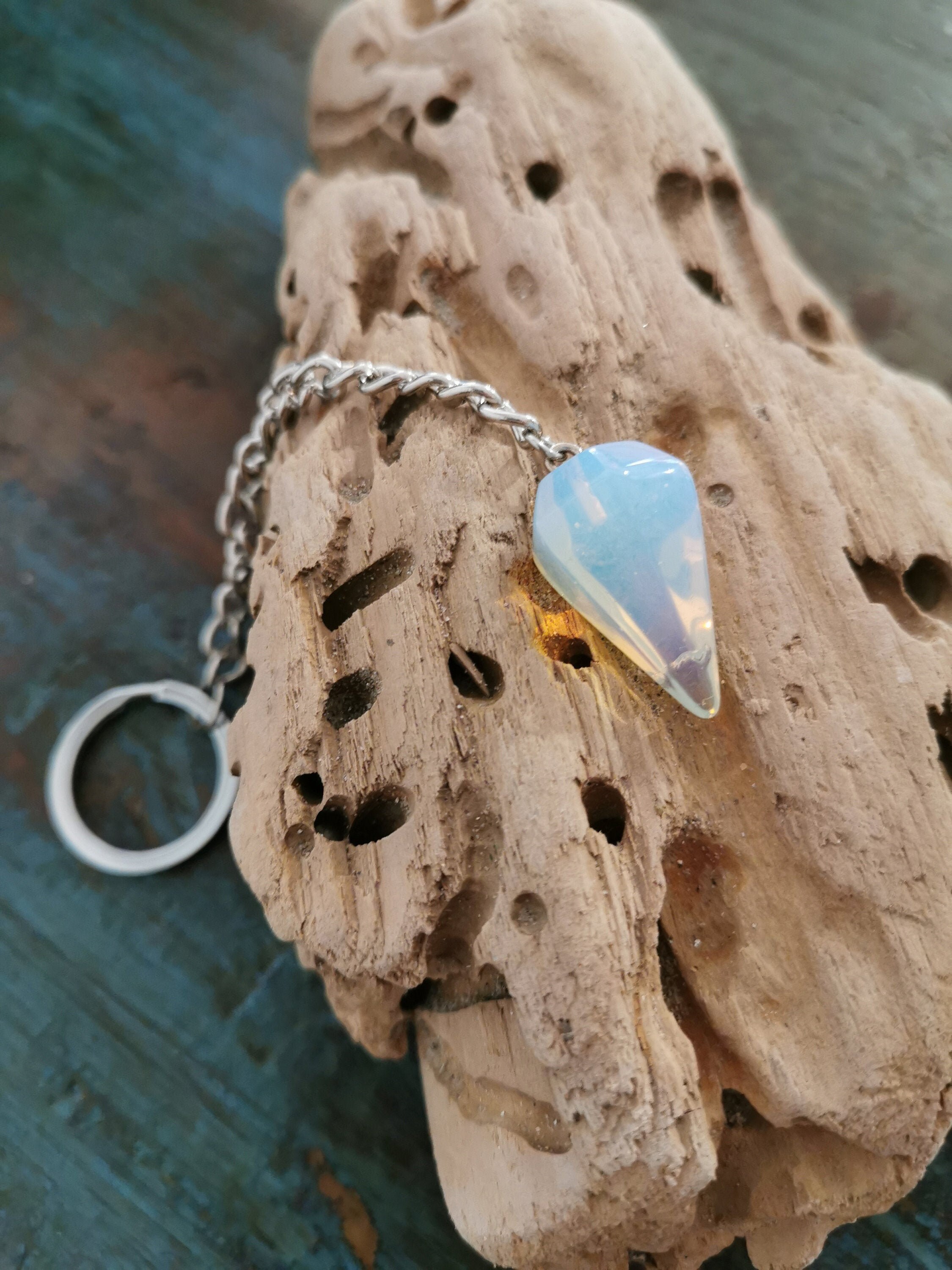 Pendule en Pierre, Porte-Clef Pendule, Porte-Clef Pierre Naturelle, Pendule Cristal, Lithothérapie,