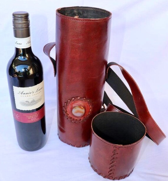 leather wine bottle carrier