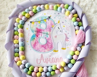 Unicorn Birthday Shirt, Embroidered Unicorn Birthday Shirt, Rainbow Unicorn Birthday Shirt, Girl Birthday Shirt, 8th Birthday Shirt, Unicorn