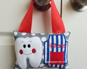 Tooth Fairy Pillow for boys, Personalized Tooth Fairy Pillow, Boy Tooth Fairy Pillow, Monogram Tooth Fairy Pillow, Blue Tooth Fairy Pillow