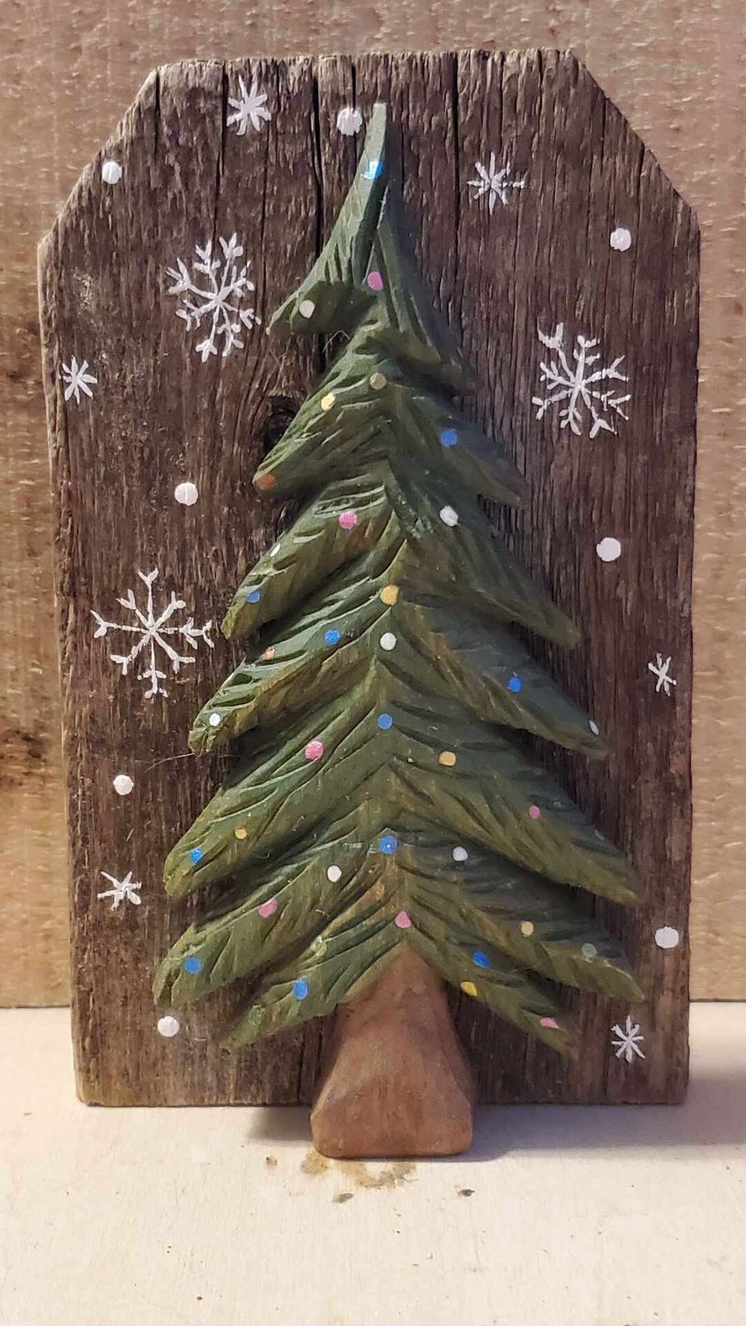 Wood Carving Wooden Christmas Tree Wall/table Decoration Etsy