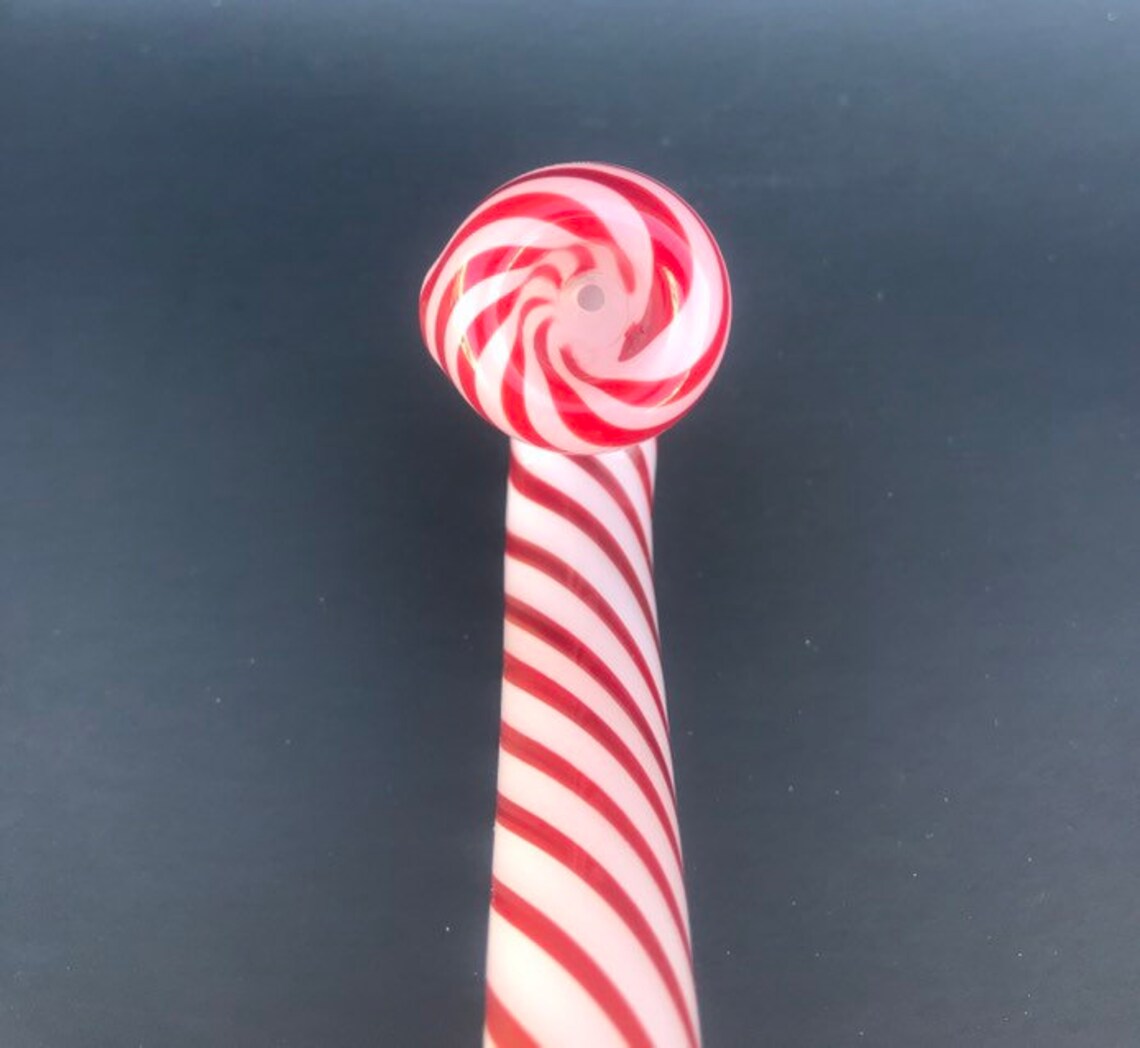 Candy cane Glass pipe handmade Etsy