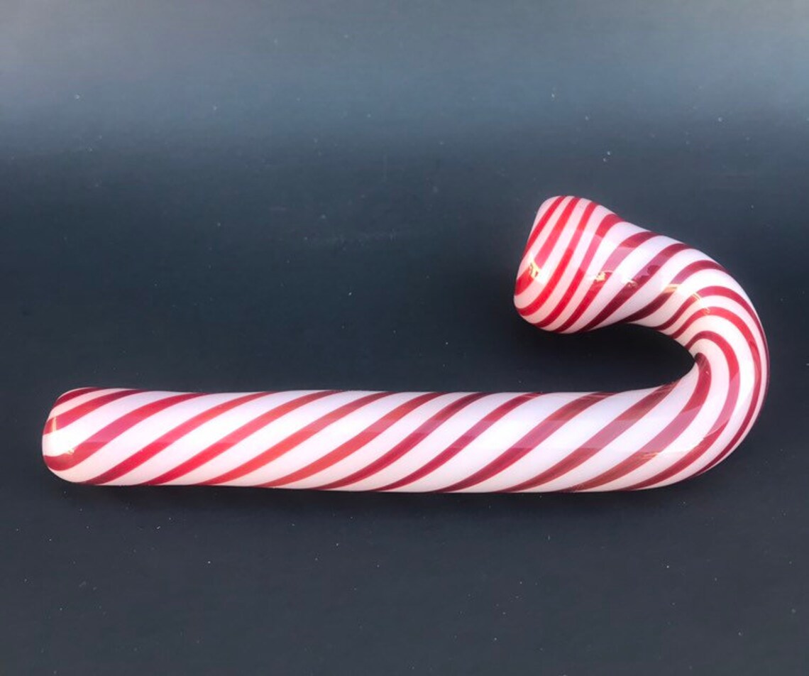 Candy cane Glass pipe handmade Etsy