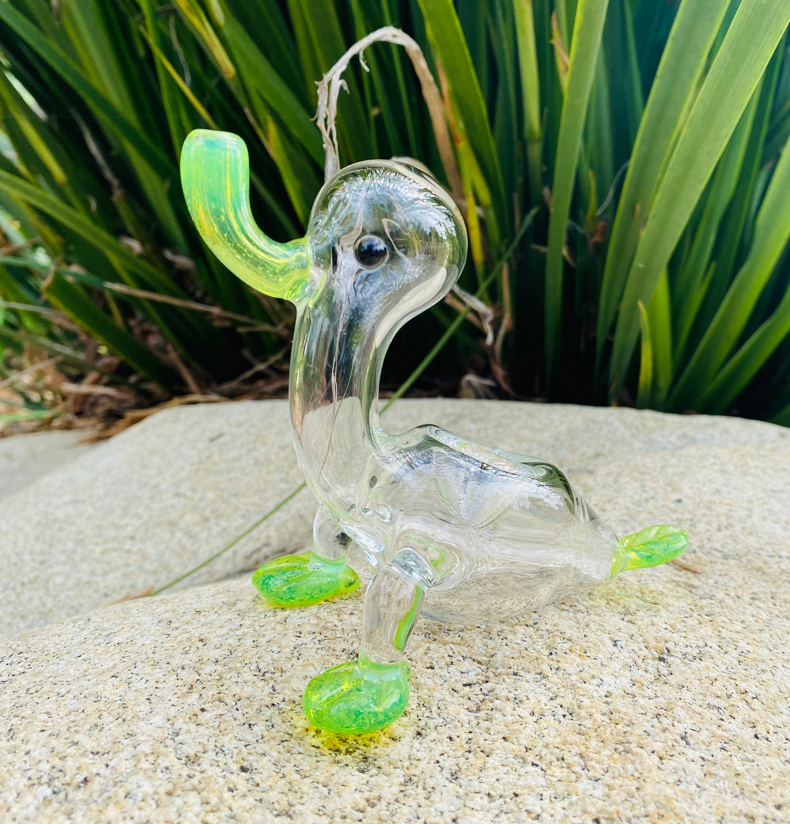 Hand blown glass Duck glass pipe Green slime handmade Animal Etsy