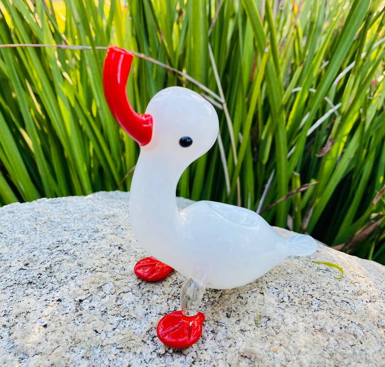 Hand blown glass White Duck glass pipe Etsy